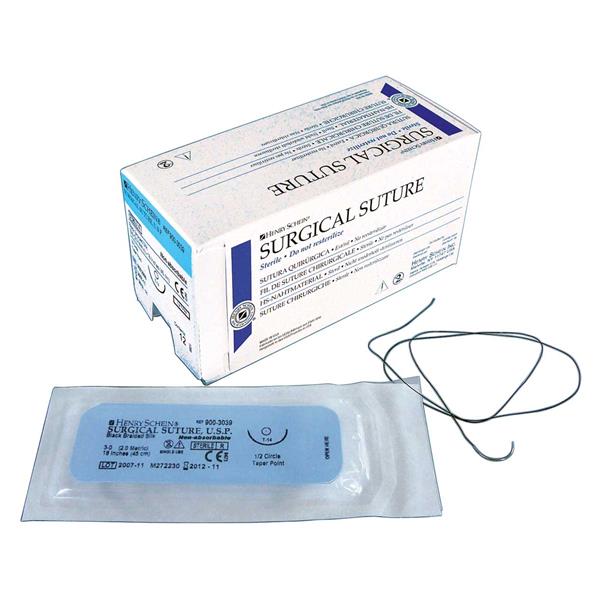 HILO DE SUTURA SEDA NEGRA 1/2 RC18 4-0 45CM 12U - HENRY SCHEIN