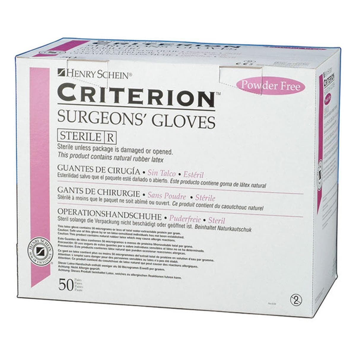 GUANTES EXAMEN LÁTEX CRITERION ESTÉRILES SIN POLVO 7 50PARES - HENRY SCHEIN