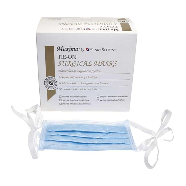 MASCARILLAS TIEON RECTANGULAR CON CINTA AZUL 50U. - HENRY SCHEIN
