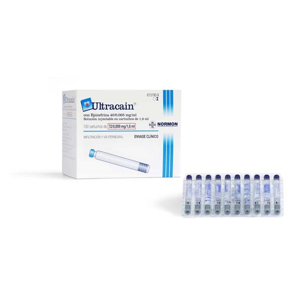 ULTRACAIN 0,005%MG.DE EPINEFRINA 100 AMP. 1,7 ML - NORMON