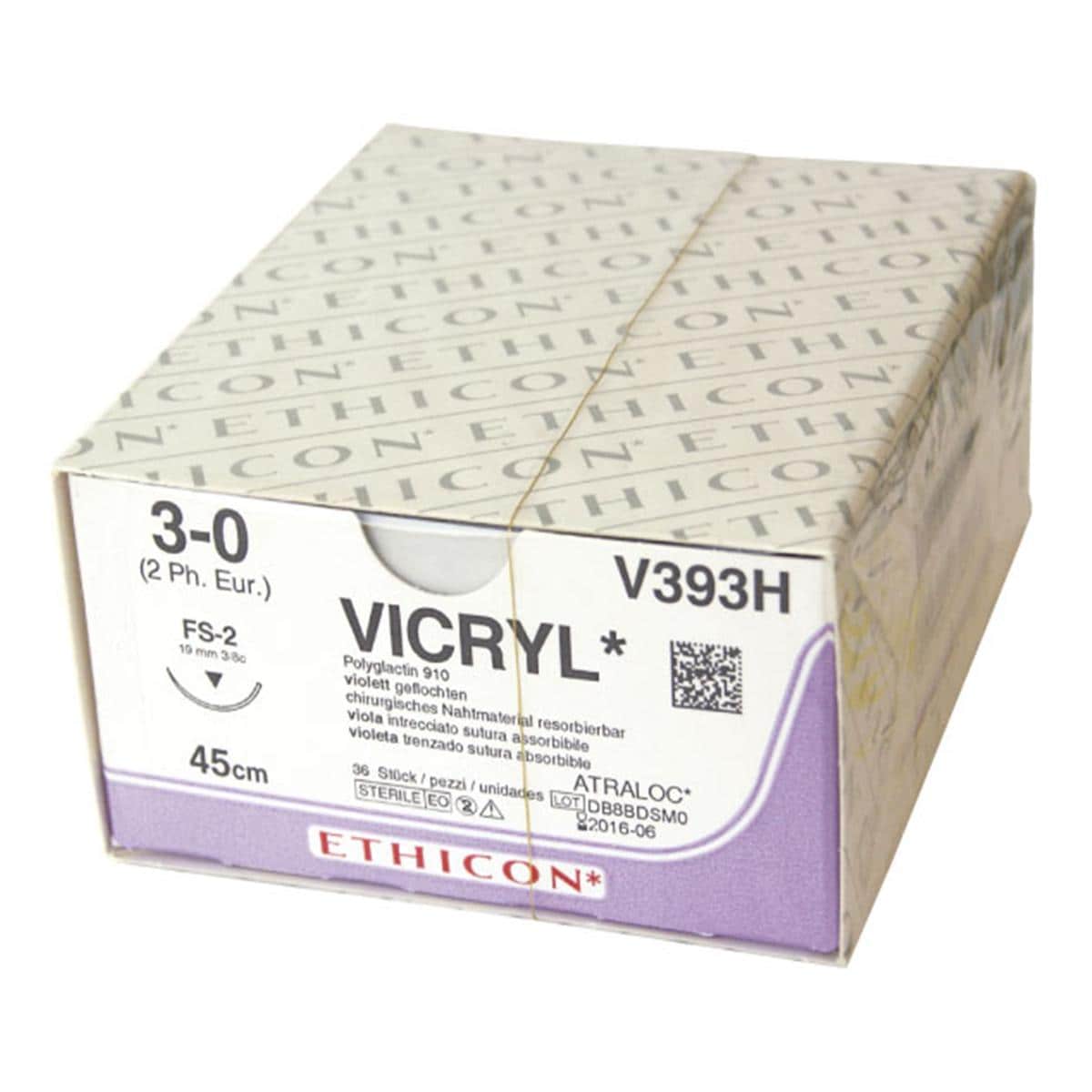 HILOS DE SUTURA VICRYL HEBRA SIN AGUJA VIOLETA CALIBRE: 2/0 LONGITUD: 1 X 140 CM 1U