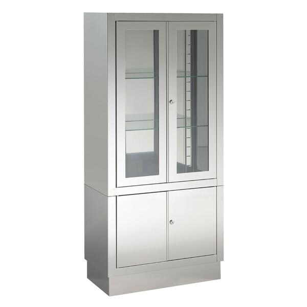 VITRINA CON ARMARIO H77 ACERO INOX HIDEMAR