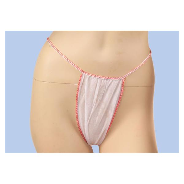 TANGA SEÑORA MINI DE TNT BLANCO RIBETEADO EN ROSA 100U