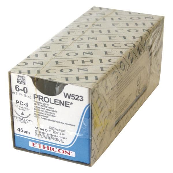 HILOS DE SUTURA PROLENE AZUL CILÍNDRICA 3/8 CÍRCULO AGUJA: 13 MM CALIBRE: 7/0 HEBRA:60 CM 1 U