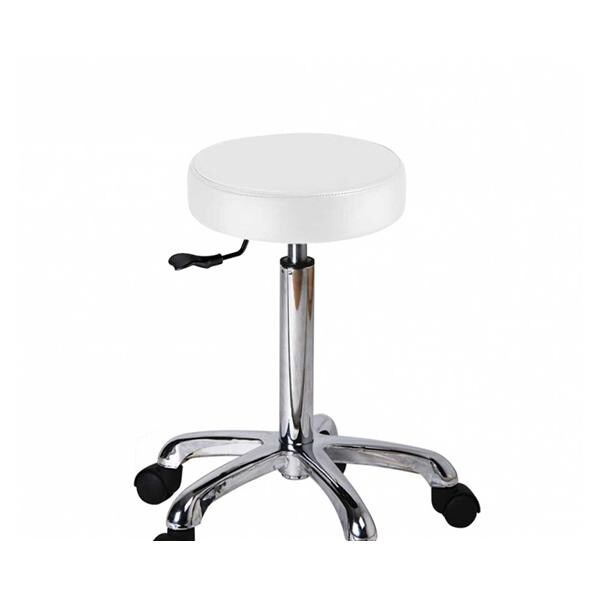 TABURETE MÉDICO FAST+ CON RESPALDO OVALADO BLANCO