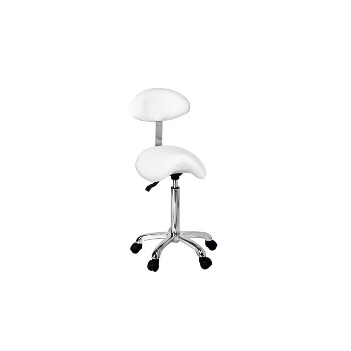 TABURETE MÉDICO DE CONSULTA ORGANIC+ CON RESPALDO OVALADO BLANCO