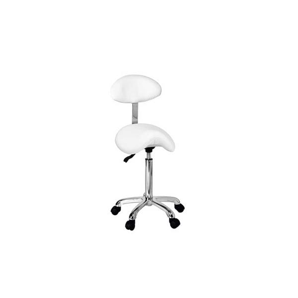 TABURETE MÉDICO DE CONSULTA ORGANIC+ CON RESPALDO OVALADO BLANCO