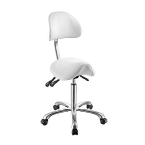 TABURETE MÉDICO GIRATORIO CON RESPALDO NOBLE BLANCO