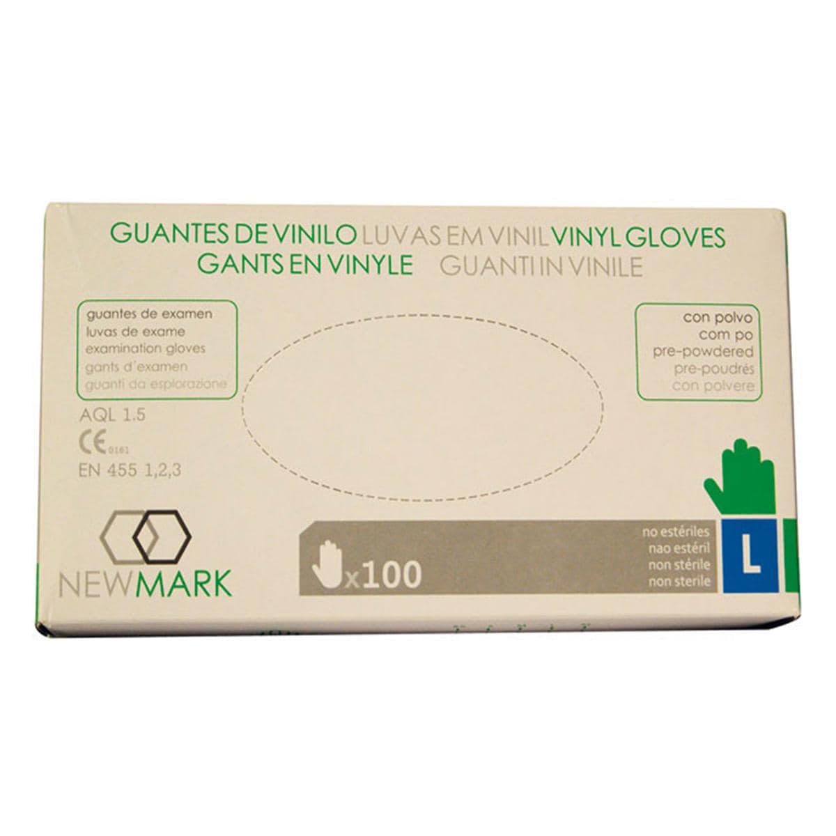 GUANTES EXAMEN DE VINILO SIN POLVO TALLA XL CAJA DE 100U