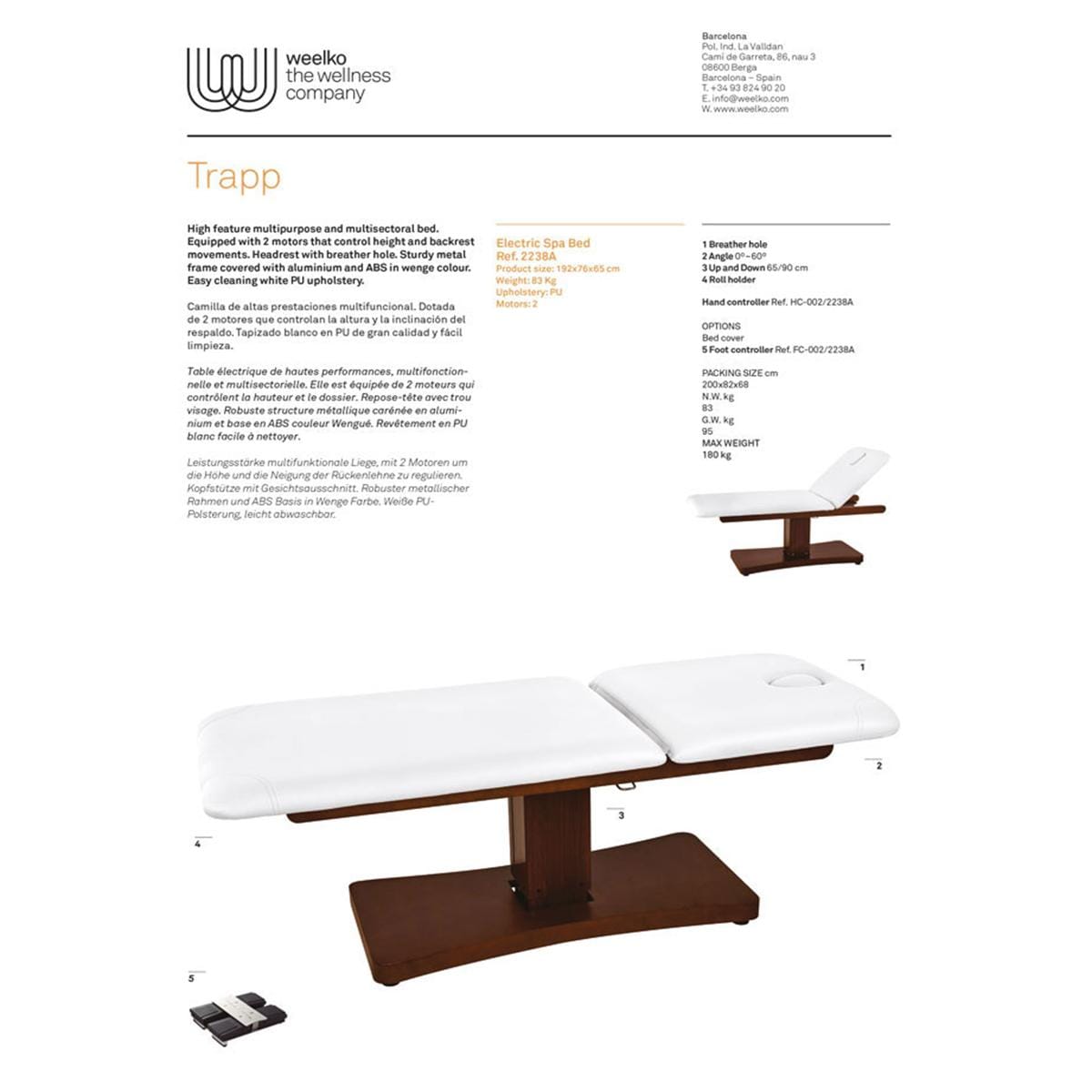 CAMILLA MÉDICA DE COLUMNA TRAPP 192 X 76 X 65 CM 1U