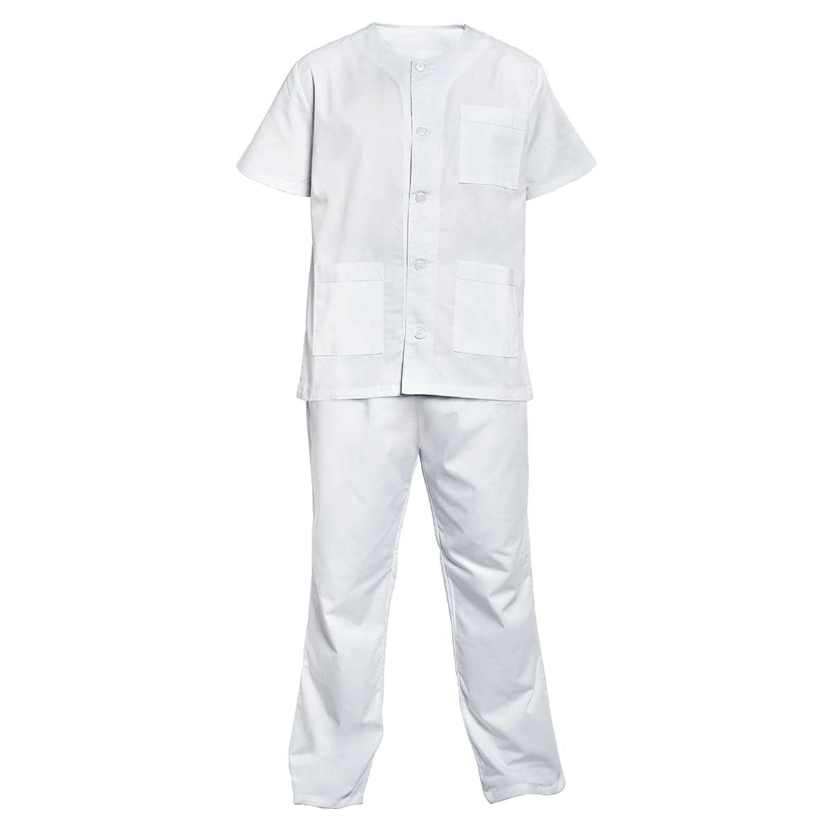 PIJAMA BLANCO UNISEX CUELLO REDONDO CON BOTONES M
