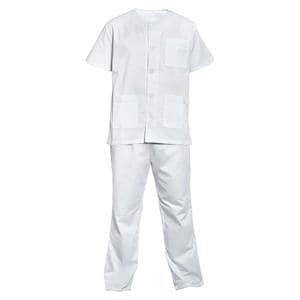 PIJAMA BLANCO UNISEX CUELLO PICO CON BOTONES XS