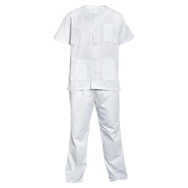 PIJAMA BLANCO UNISEX CUELLO PICO CON BOTONES XS