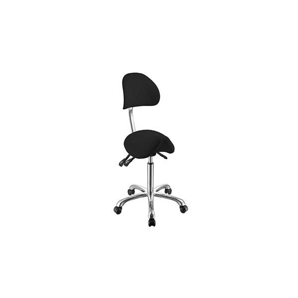 TABURETE MÉDICO GIRATORIO CON RESPALDO NOBLE NEGRO