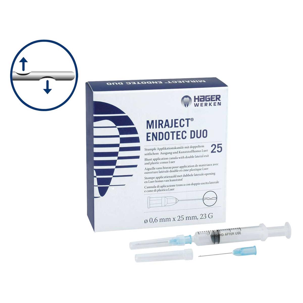 AGUJAS MIRAJECT ENDOTEC DÚO 0,5X25MM 25U - HAGER & WERKEN