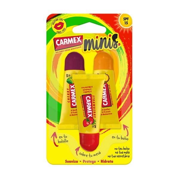 BÁLSAMO LABIAL TUBO 3X5G PIÑA CEREZA FRESA - CARMEX