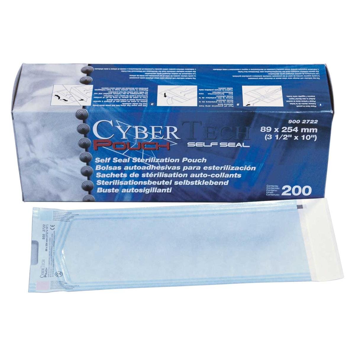 BOLSAS DE ESTERILIZACIÓN AUTOSELLABLES 89X254MM 200U - CYBERTECH