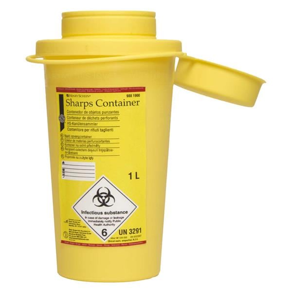 CONTENEDOR AMARILLO DE AGUJAS Y PARA OBJETOS PUNZANTES 1L 1UD - HENRY SCHEIN