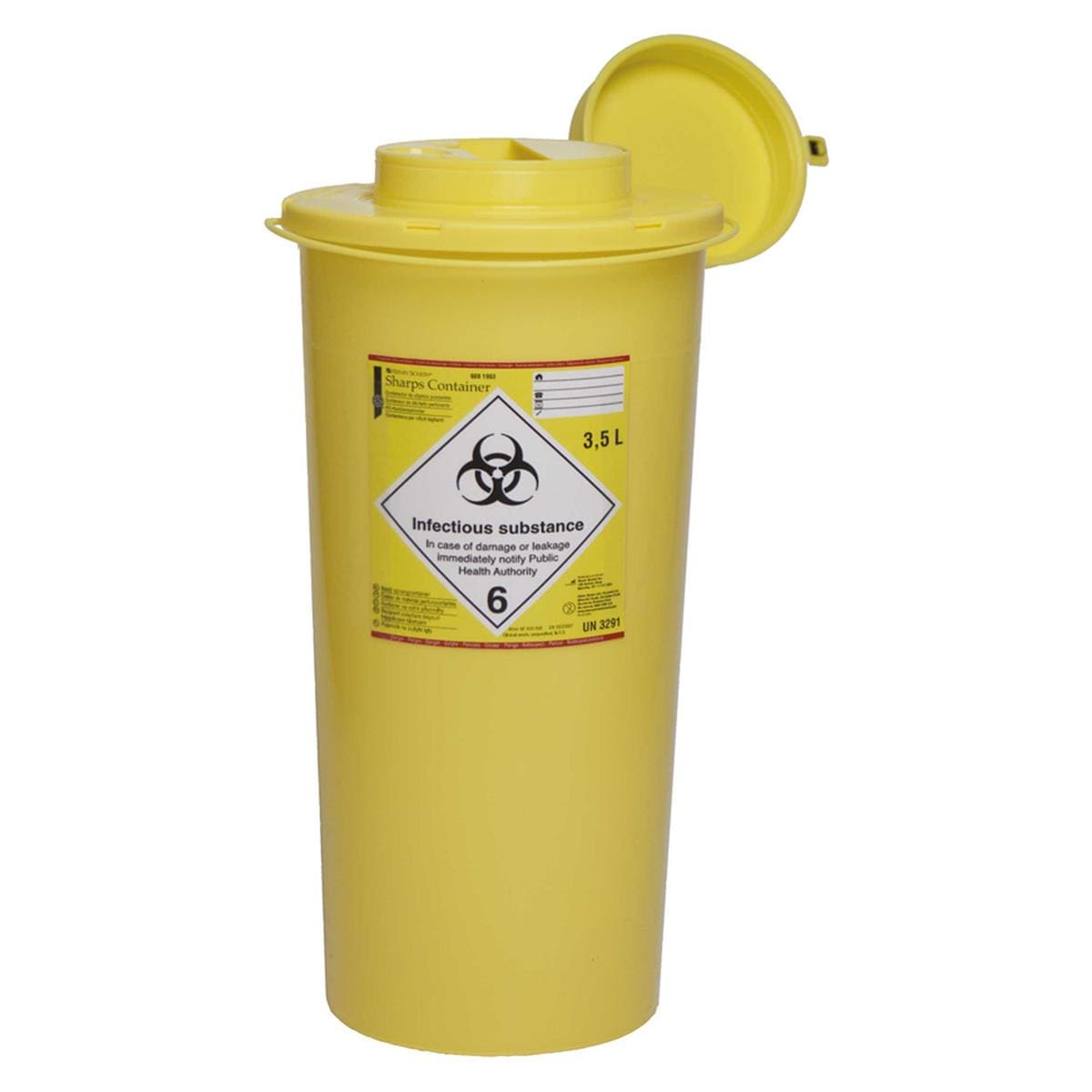 CONTENEDOR AMARILLO DE AGUJAS Y PARA OBJETOS PUNZANTES 3,5L 1UD - HENRY SCHEIN