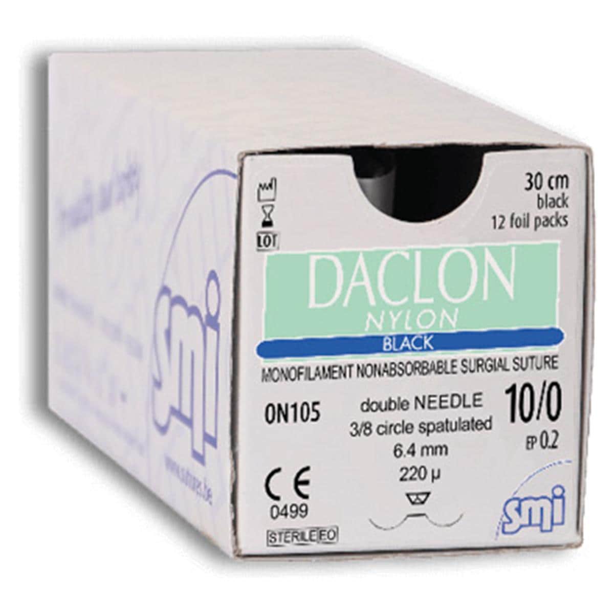 DACLON DOBLE AGU ESPAT 3/8 6,2MM 10/0 30CM 12U SMI
