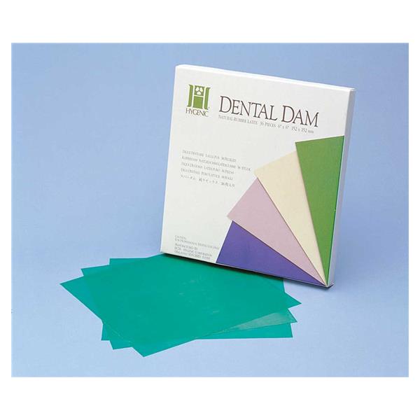 DIQUES DE GOMA VERDE FINO 152X152MM 36U - HYGENIC