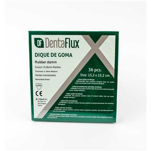 DIQUES GOMA MEDIOS 36U VERDES MENTOLADOS - DENTAFLUX