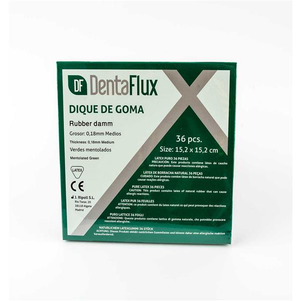DIQUES GOMA MEDIOS 36U VERDES MENTOLADOS - DENTAFLUX