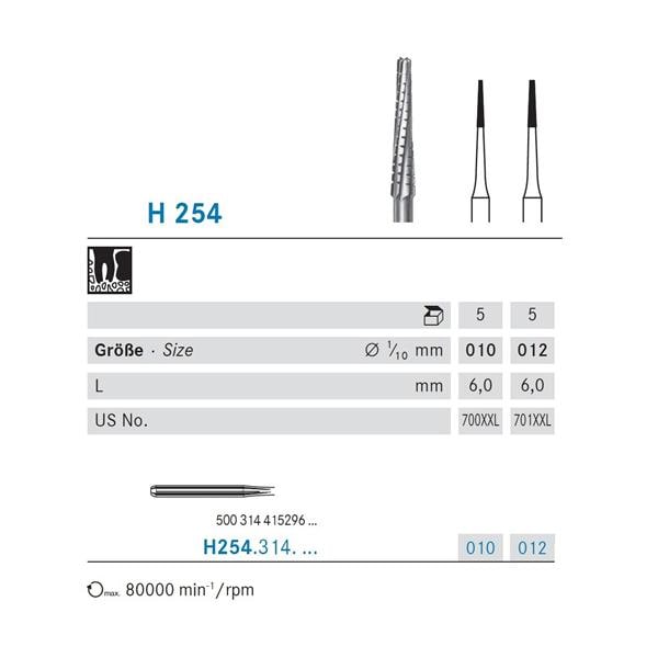 FRESA TUNGSTENO FG H254 316 010 ODONTOSECCION 5U - KOMET