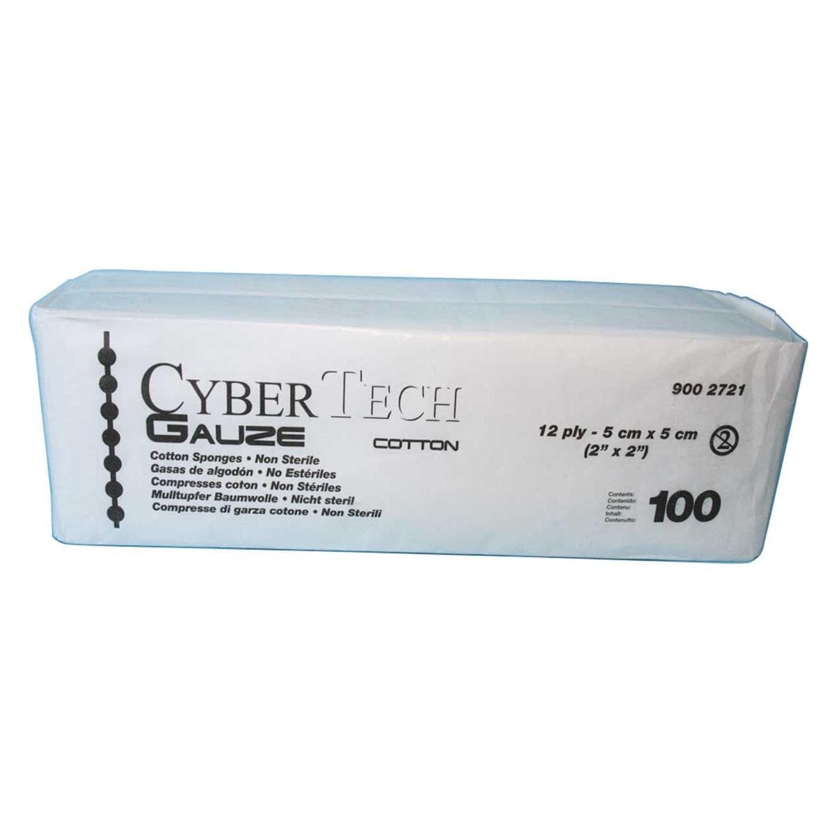 GASAS ALGODÓN CYBERGAUZE NO ESTÉRIL 12PLY 5X5CM 100UD - CYBERTECH