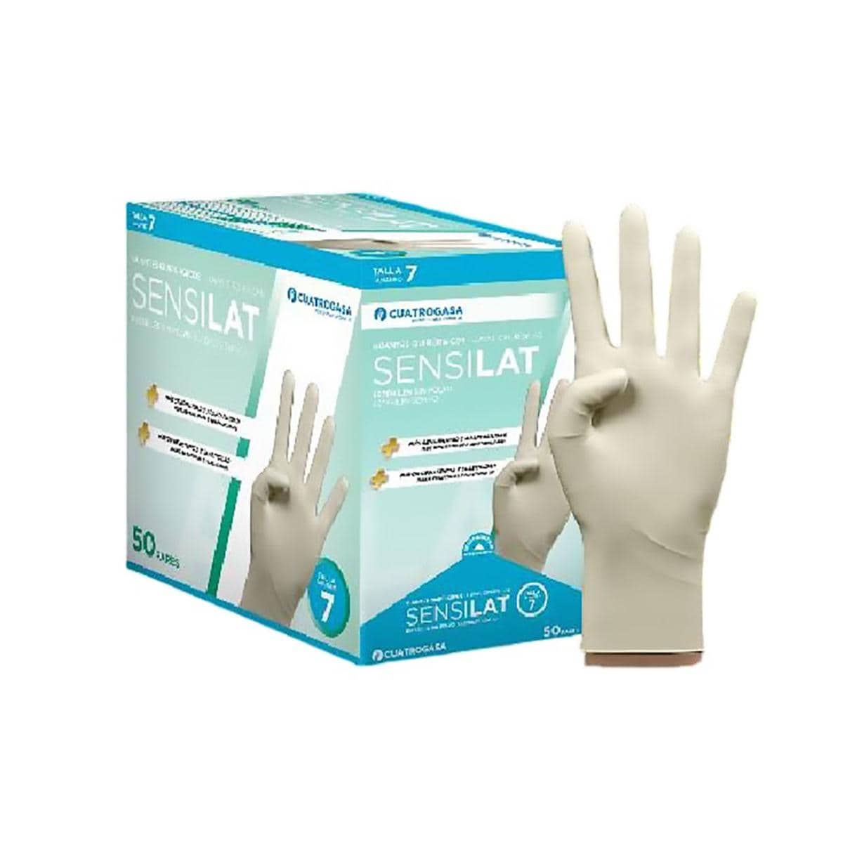 GUANTES EXAMEN LÁTEX ESTÉRIL SENSILAT T 6,5 50 PARES - 4GASA