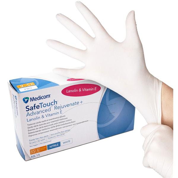 GUANTE SAFETOUCH NITRILO SIN POLVO BLANCO S 100U - MEDICOM