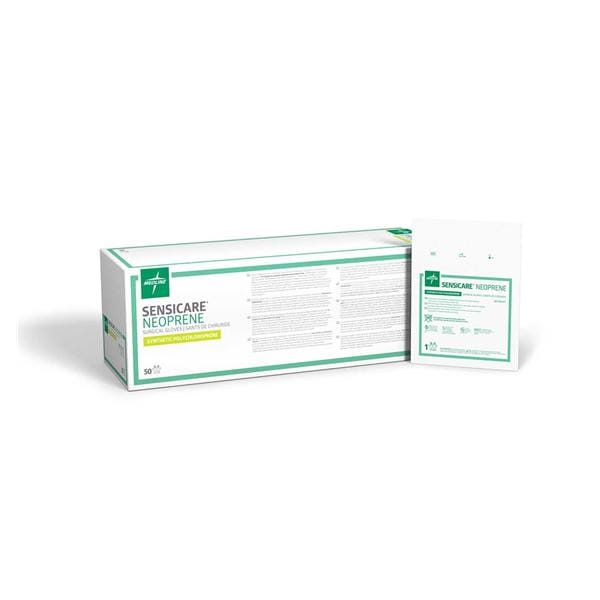 GUANTES DE NEOPRENO ESTÉRIL SENSICARE SIN POLVO TALLA 6 50 PARES MEDLINE