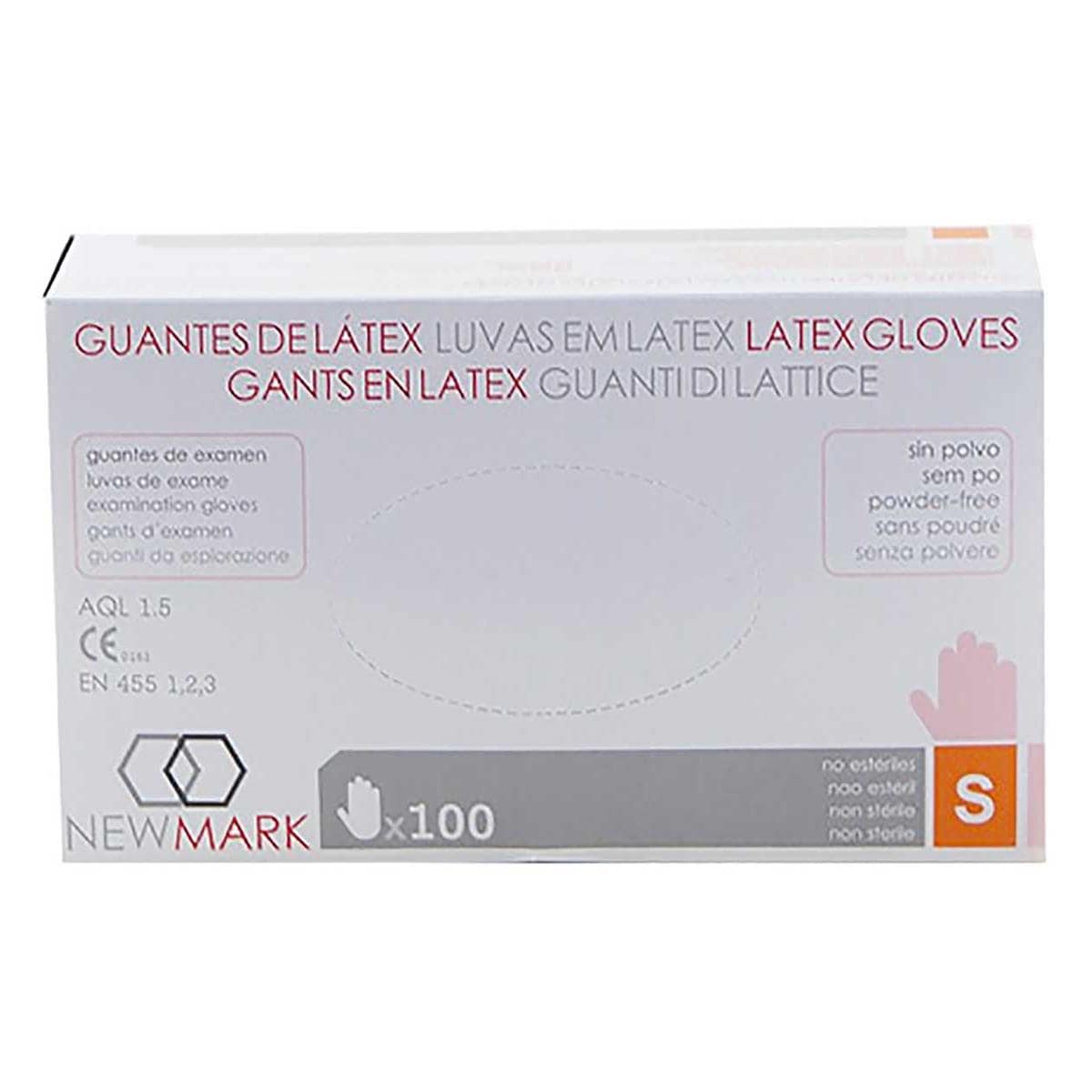 GUANTES EXAMEN LÁTEX SIN POLVO - NEW MARK S 100U