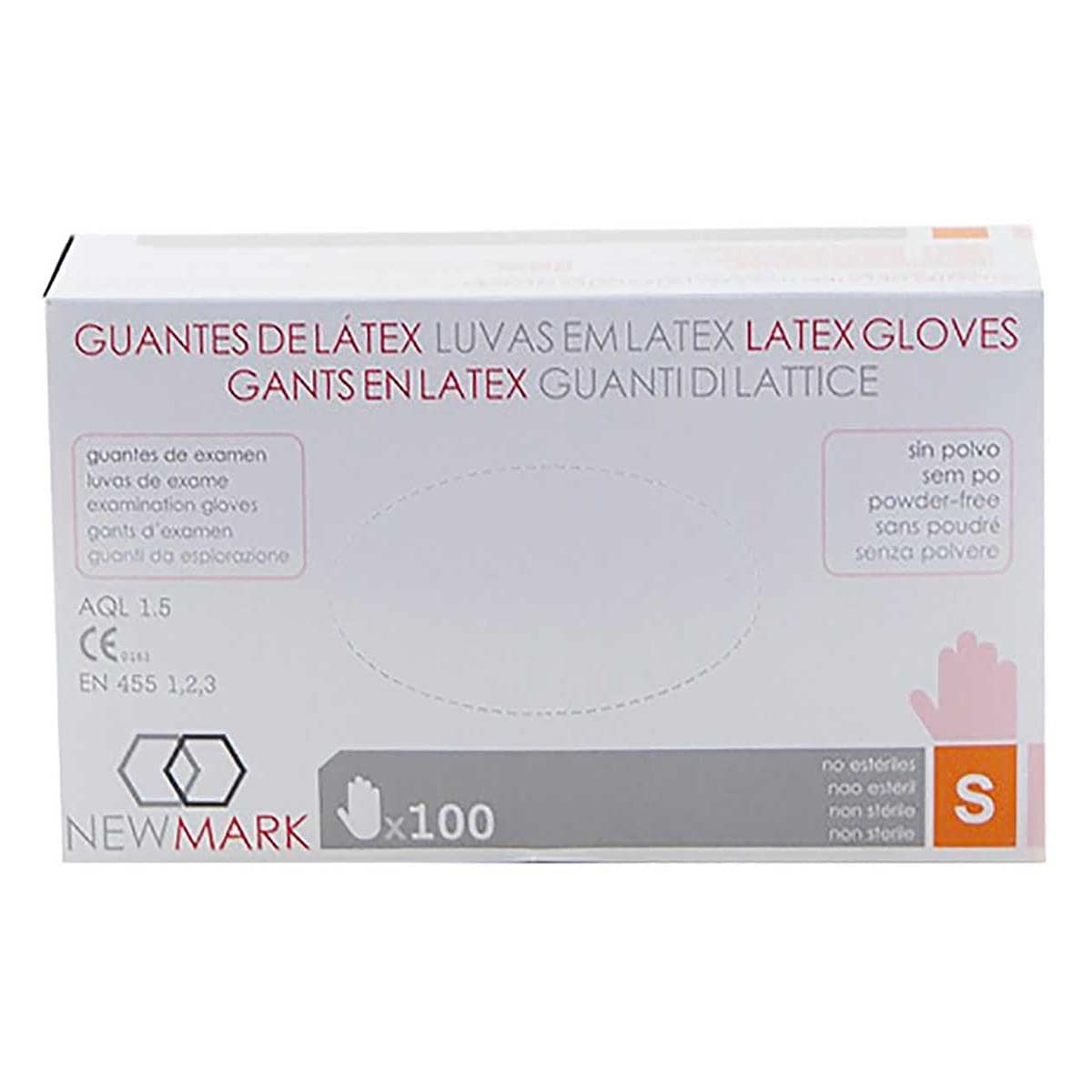 GUANTES EXAMEN LÁTEX SIN POLVO - NEW MARK L 100U