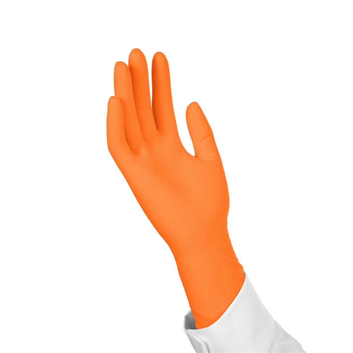 GUANTES EXAMEN NITRILO S/POLVO NARANJA XS 100U - HS