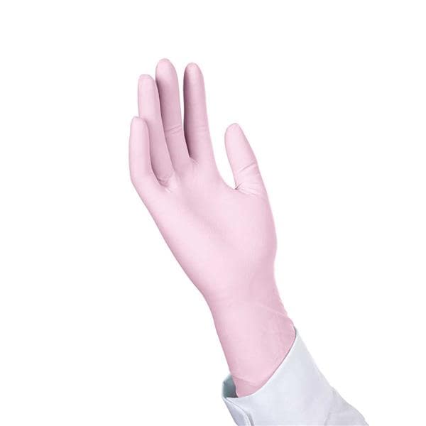 GUANTES EXAMEN NITRILO S/POLVO ROSA L 100U - HS