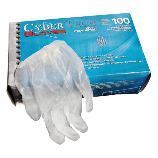 GUANTES EXAMEN VINILO CON POLVO T.L 100U - CYBERTECH
