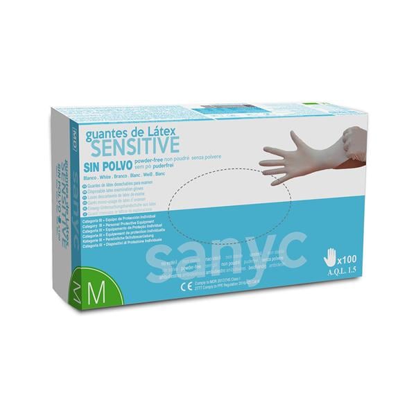 GUANTES LÁTEX SENSITIVE SIN POLVO S 100U - SANICEN