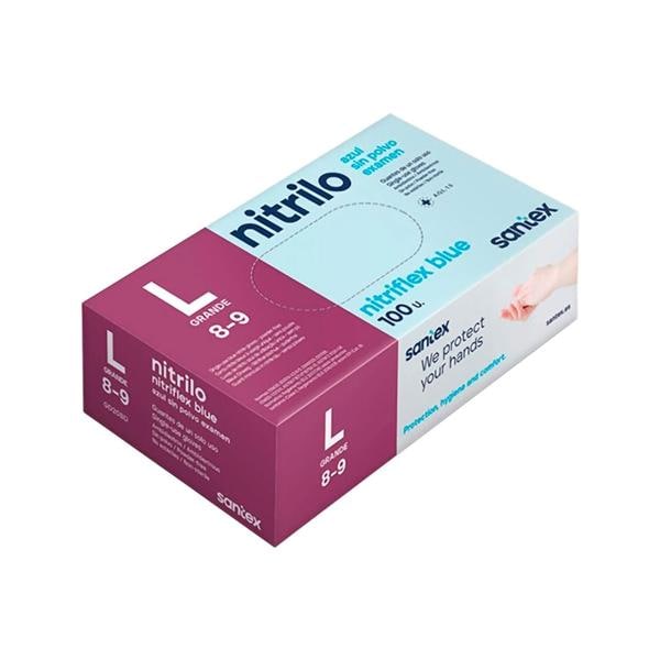 GUANTES EXAMEN NITRIFLEX AZUL L 100U - SANTEX