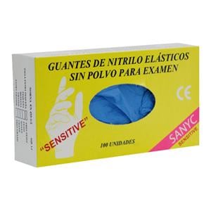 GUANTES DE EXAMEN DE NITRILO SENSITIVE AZULES TALLA L 100U