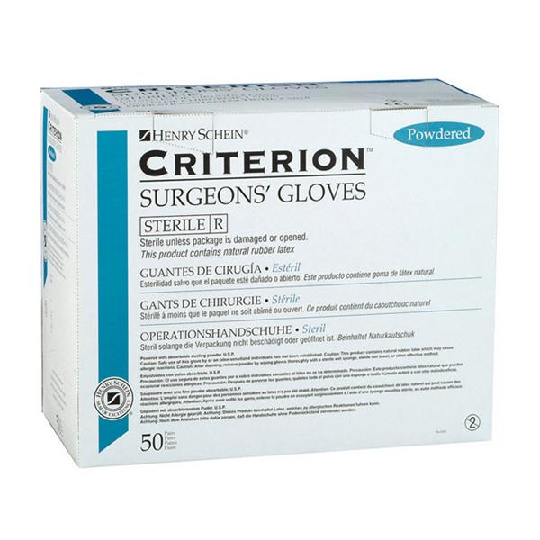 GUANTES EXAMEN LÁTEX CRITERION ESTÉRILES CON POLVO 7 50PARES - HENRY SCHEIN