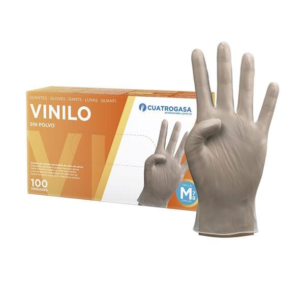 GUANTES EXAMEN VINILO SIN POLVO L 100U - 4GASA