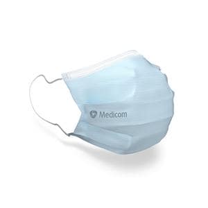 MASCARILLAS RECTANGULARES CON ELÁSTICO AZUL 50U - MEDICOM