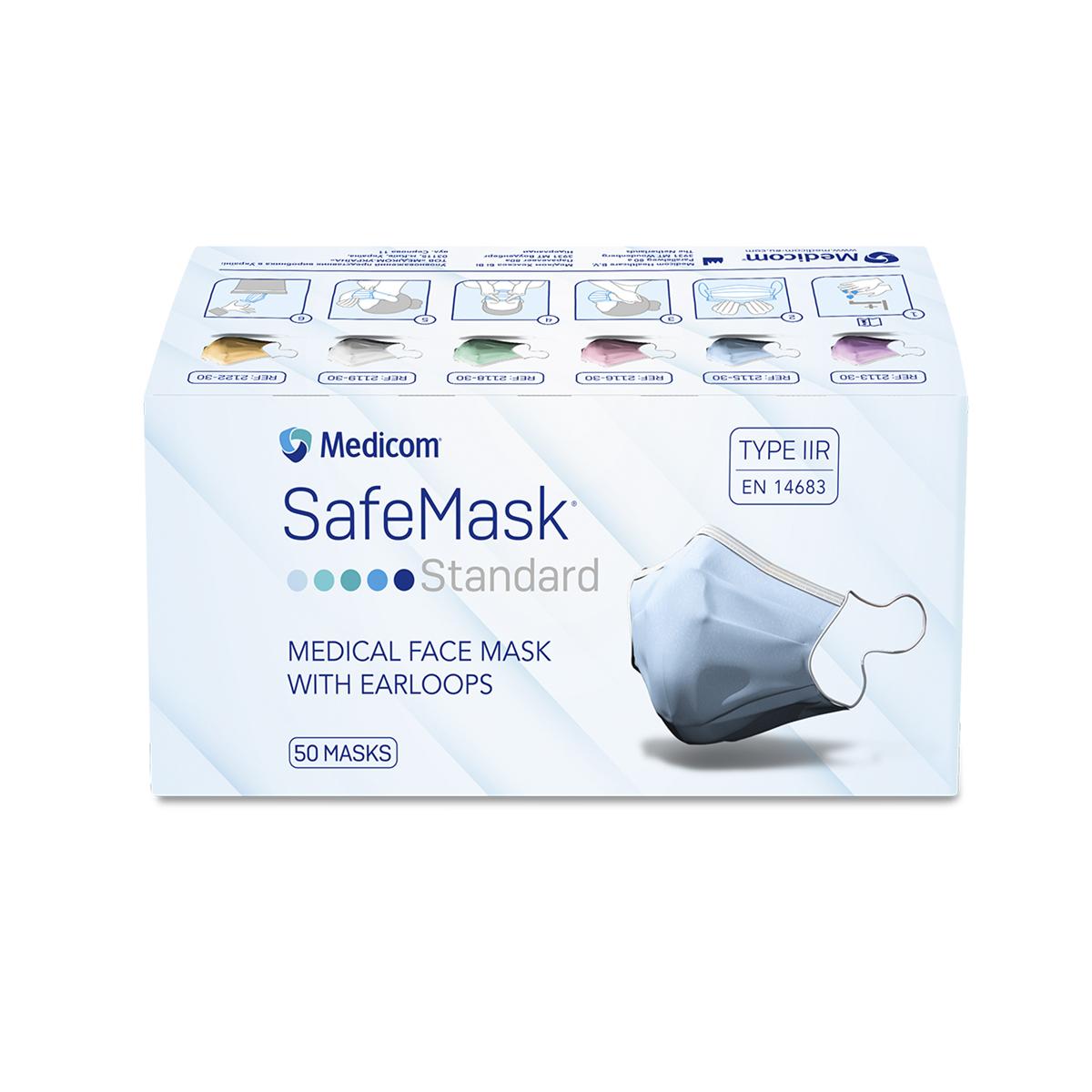 MASCARILLAS RECTANGULARES CON ELÁSTICO VERDE 50U - MEDICOM