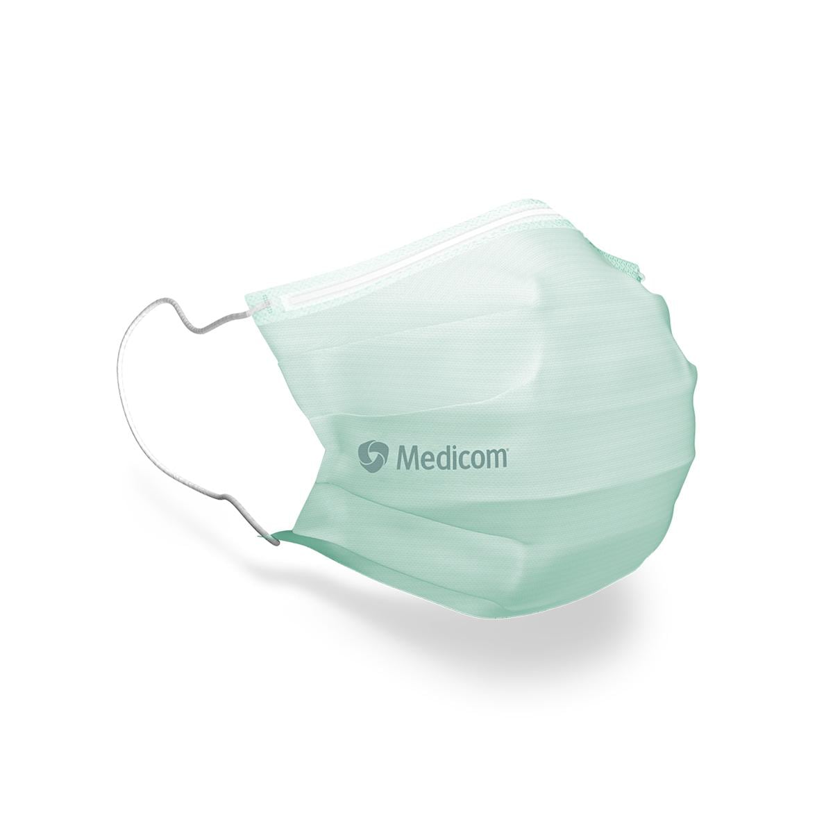 MASCARILLAS RECTANGULARES CON ELÁSTICO VERDE 50U - MEDICOM