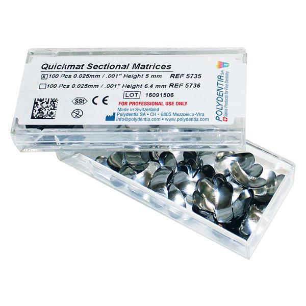 MATRIZ QUICKMAT PREMOLAR 0,025MMX5MM 100U - POLYDENTIA