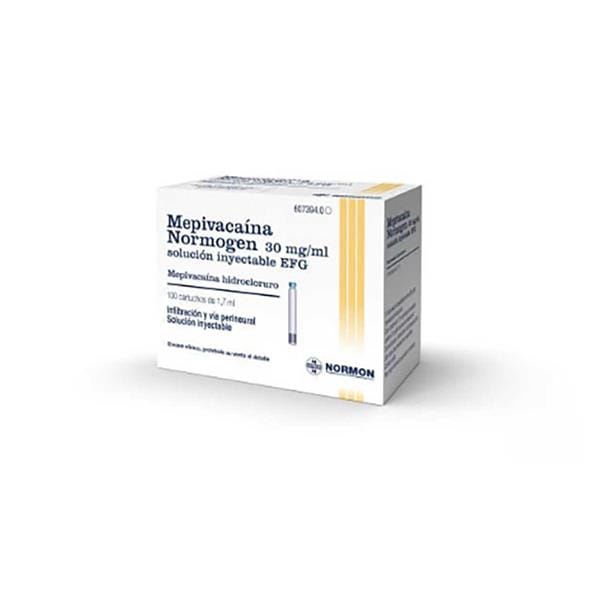 MEPIVACAINA NORMOGEN SOLUC. INYECTABLE 30MG 100U NUEVA - NORMON
