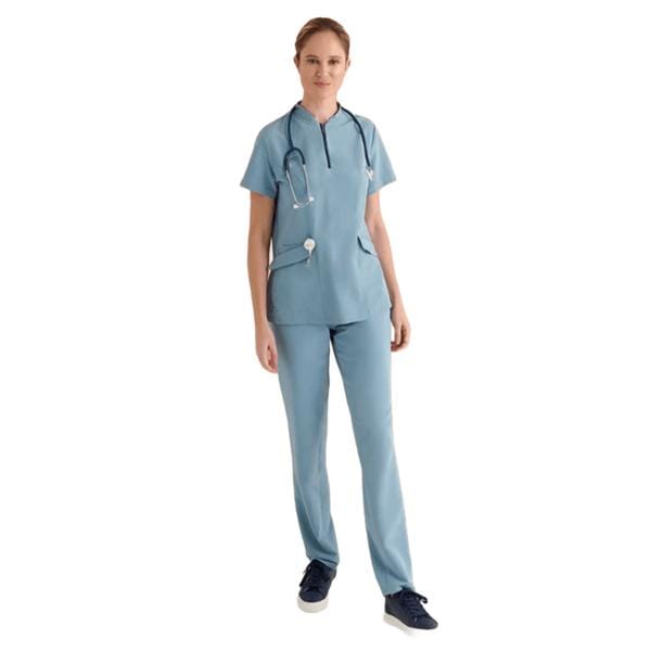 PANTALÓN MUJER BOTON VOLANS AZUL CENIZA S - MONZA