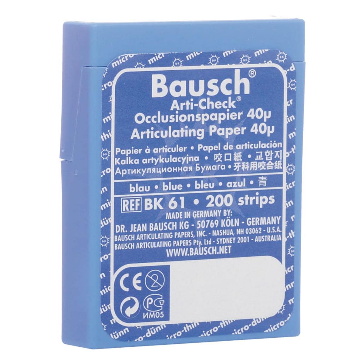 PAPEL DE ARTICULAR MICROFINO 40MICRAS AZUL BK61 200U - DR.JEAN BAUSCH