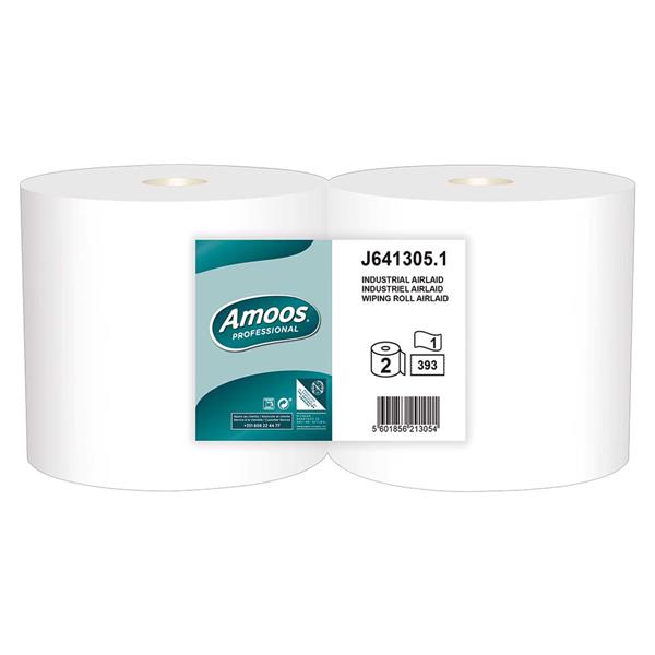 PAPEL ROLLO SECAMANOS PREMIUM INDUSTRIAL TEJIDO 130M 2U - AMOOS
